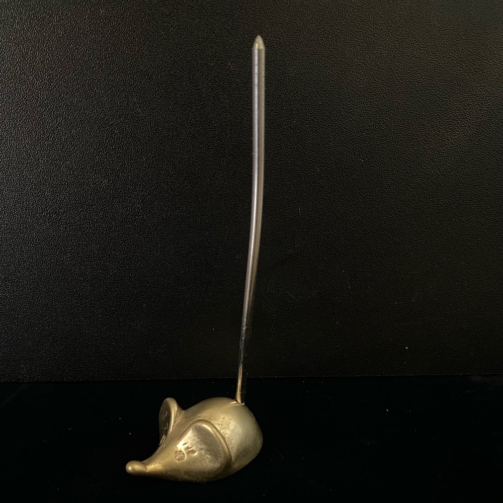 Vintage Brass Mouse Ring or Desk Office Note Receipt Holder 3.5”Tall Mid Century - Picture 7 of 10
